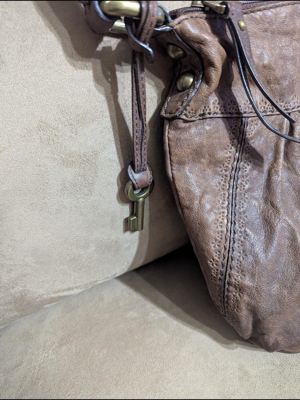 Fossil Talita Hobo Brown Leather Crossbody Bag - Picture 7 of 11